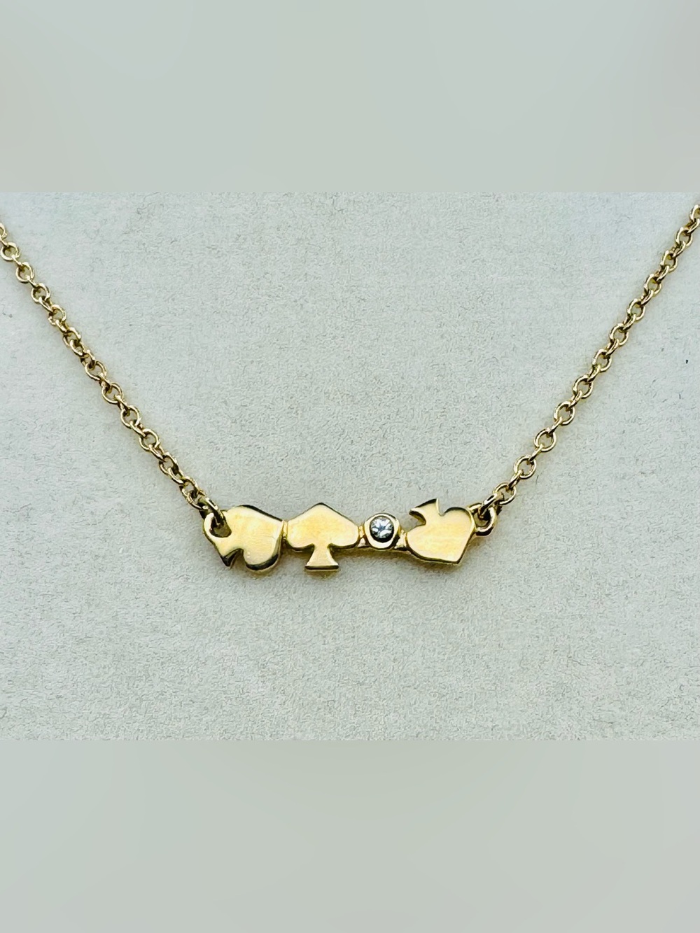 Kate Spade Spade Bar Necklace with Crystal Accent Gold Tone